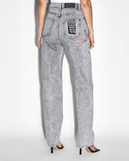 Womens Playback Dime Kut Out Relaxed Denim Jeans - Grey