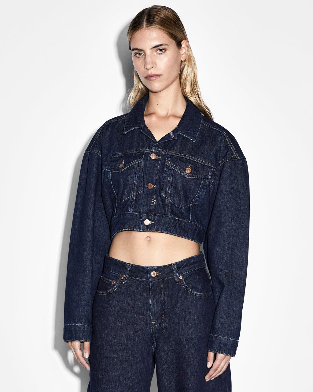 Womens Kommand Jacket Legacy Cropped Jackets - Denim