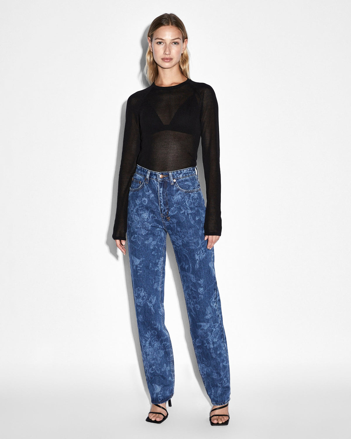 Womens Playback Imprint Straight Denim Jeans - Denim
