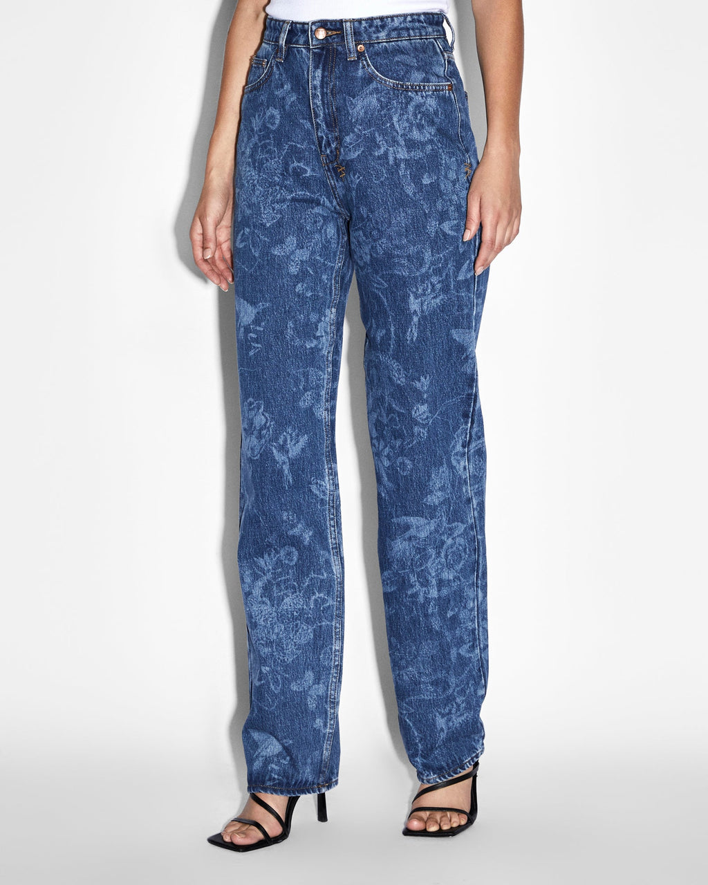 Womens Playback Imprint Straight Denim Jeans - Denim