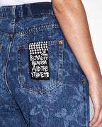 Womens Playback Imprint Straight Denim Jeans - Denim
