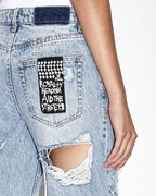 Womens Brooklyn Jean Karma Trashed Straight Denim Jeans - Denim