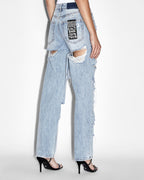 Womens Brooklyn Jean Karma Trashed Straight Denim Jeans - Denim