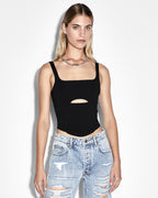 Womens Vertigo Bustier Black Fitted Fashion Tops - Black