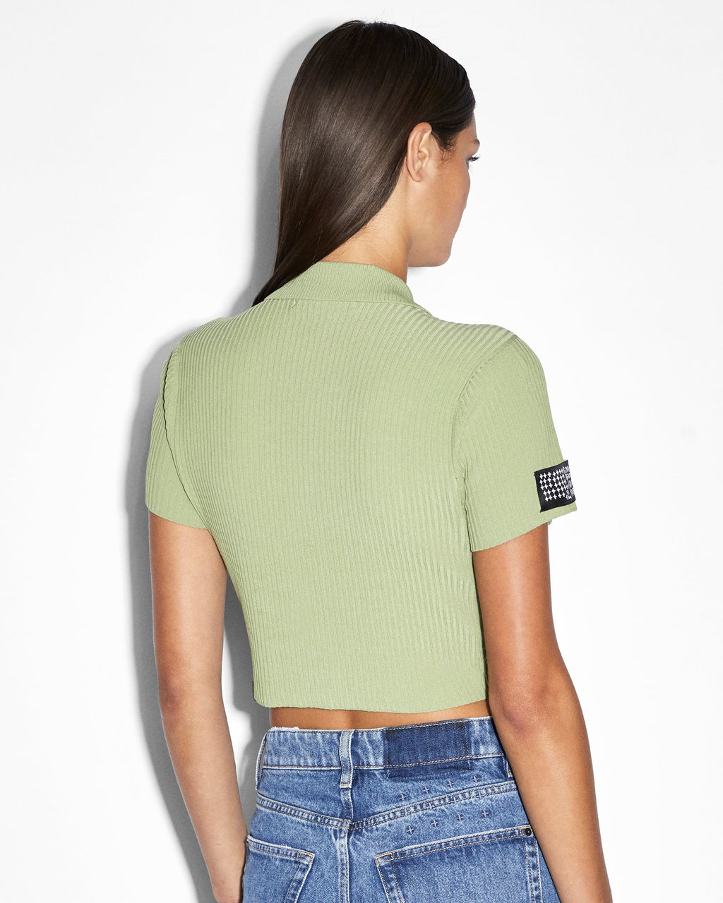 Womens League Polo Ss Cardi Sage Fitted Fashion Tops - Green