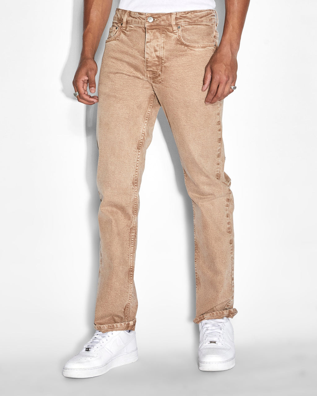 Mens Hazlow Dune Straight Denim Jeans - Brown
