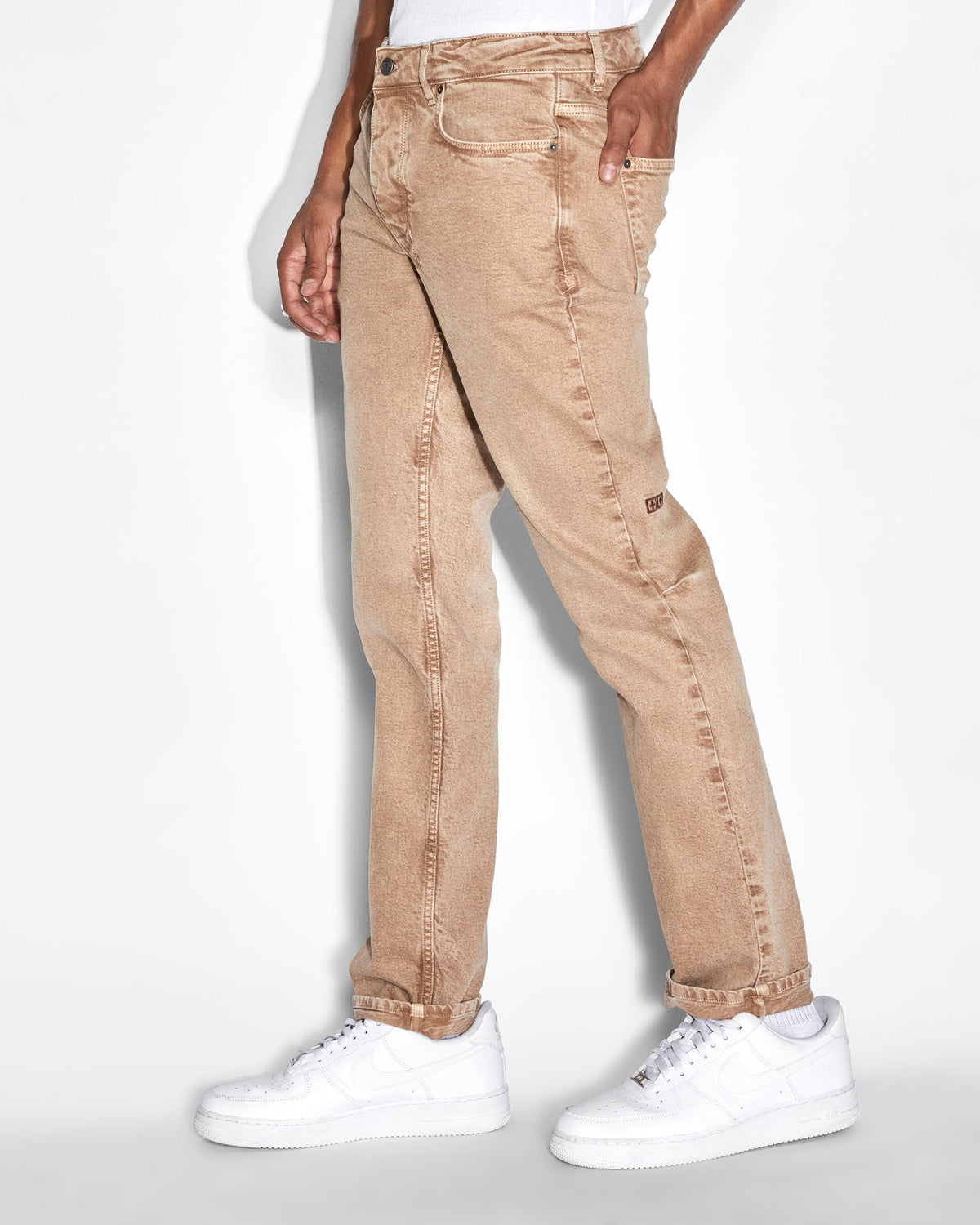 Mens Hazlow Dune Straight Denim Jeans - Brown