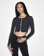 Womens Transcend Cardi Silver Fitted Fashion Tops - Grey