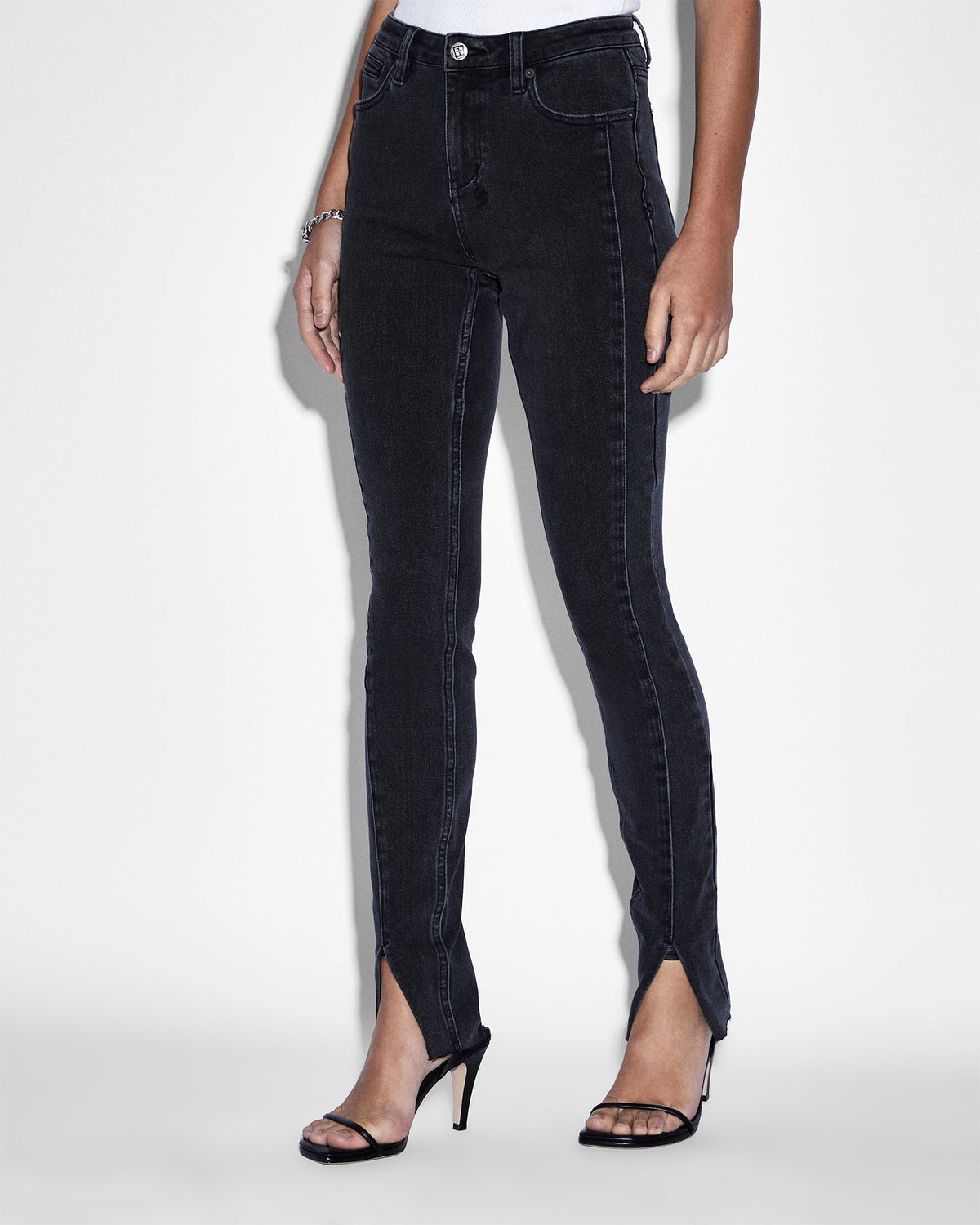 Womens Spray On Xtra Onyx Panel Skinny Denim Jeans - Black