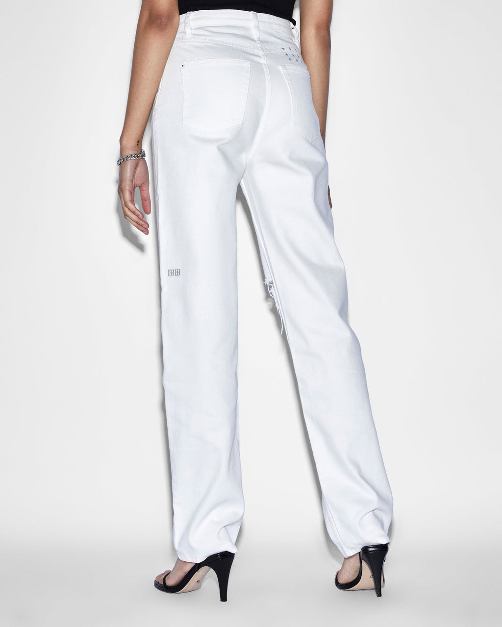 Womens Playback Blanc Sliced Straight Denim Jeans - White