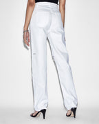 Womens Playback Blanc Sliced Straight Denim Jeans - White