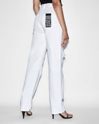 Womens Playback Blanc Sliced Straight Denim Jeans - White