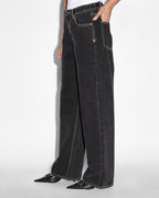Womens Low Rider Ghosted Baggy Denim Jeans - Black