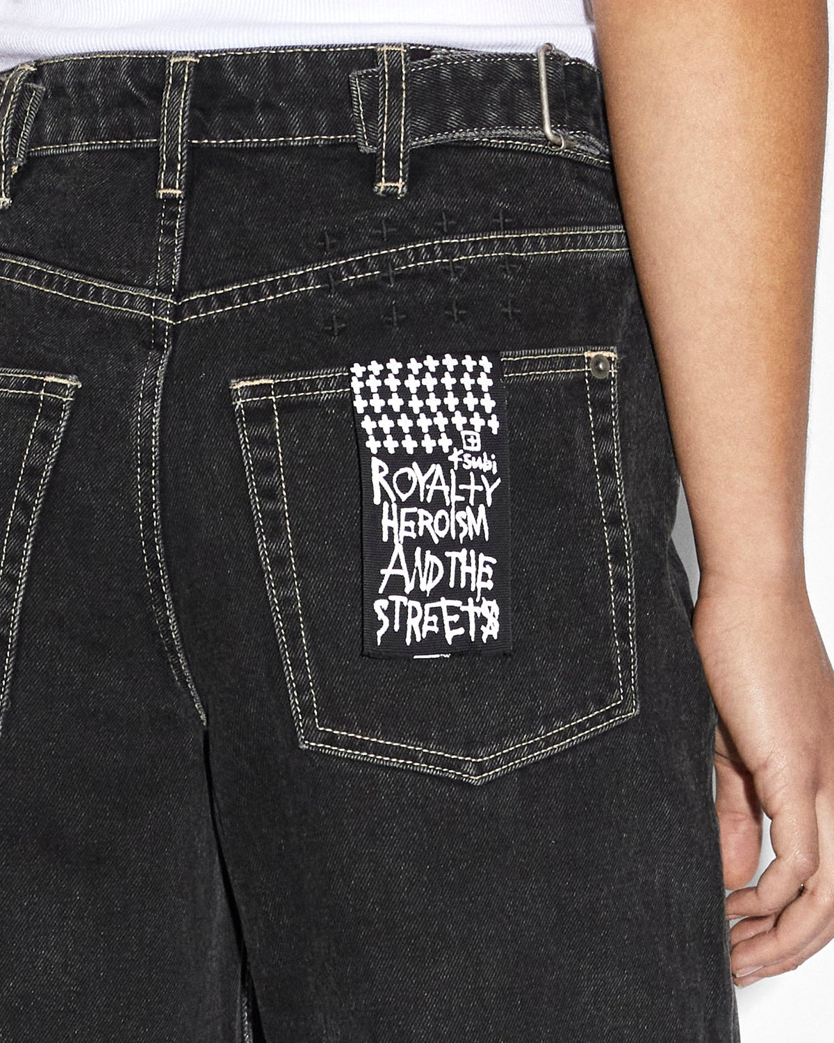 Womens Low Rider Ghosted Baggy Denim Jeans - Black