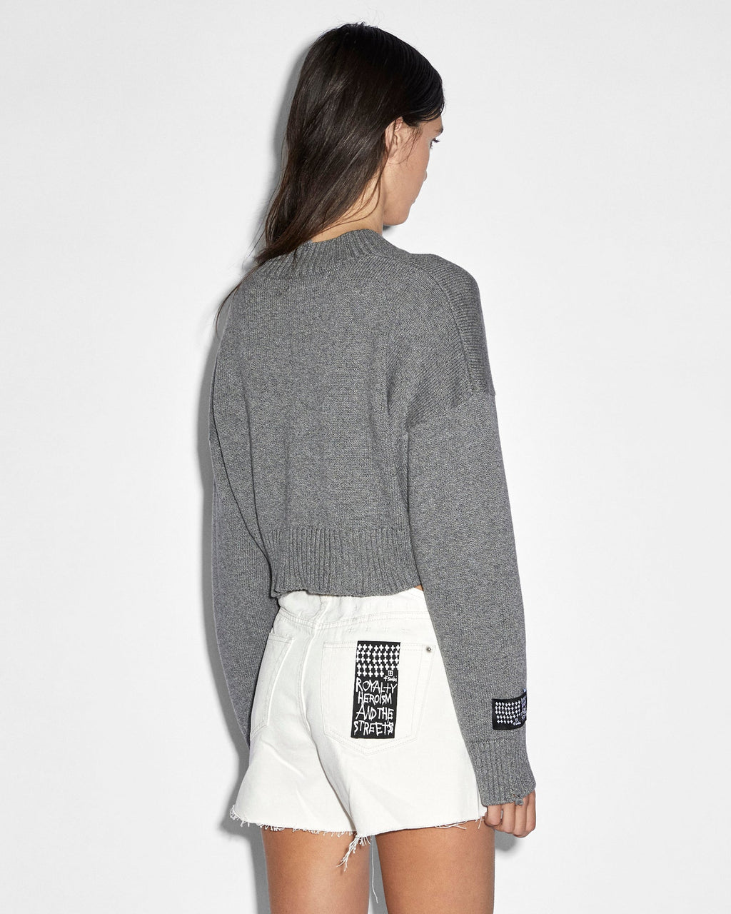 Womens Skipper Knit Grey Marle Boxy Knitwear - Grey