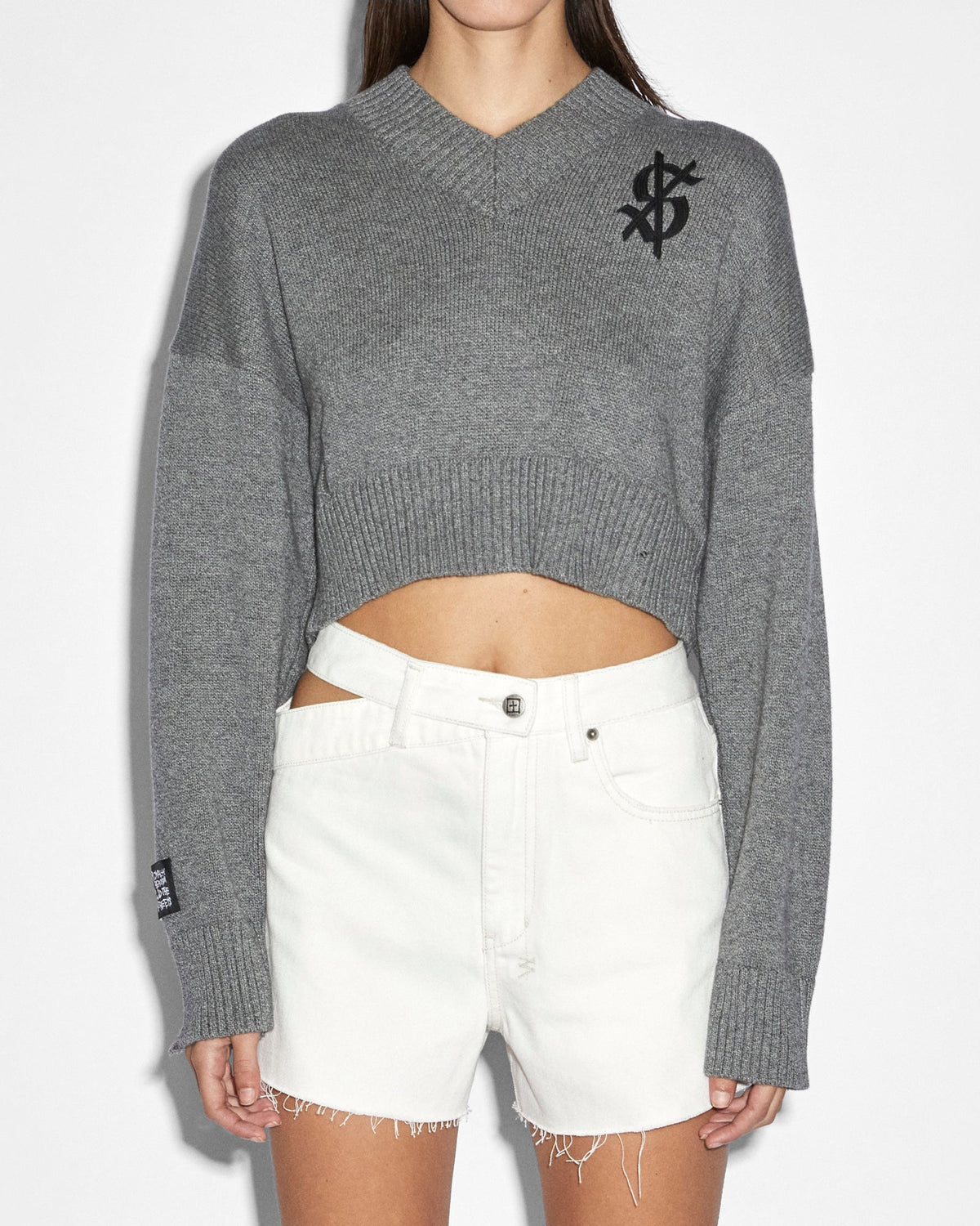 Womens Skipper Knit Grey Marle Boxy Knitwear - Grey