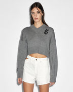 Womens Skipper Knit Grey Marle Boxy Knitwear - Grey
