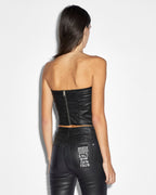 Womens Vampy Bustier Black Wax Fitted Fashion Tops - Black