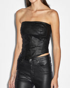 Womens Vampy Bustier Black Wax Fitted Fashion Tops - Black