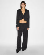 Womens Rebel Trouser Pinstripe Relaxed Straight Pants - Black