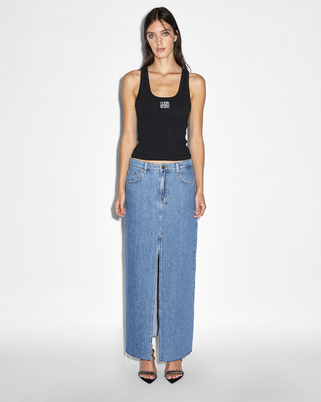 Womens Kara Maxi Skirt Heritage Straight Skirts - Denim
