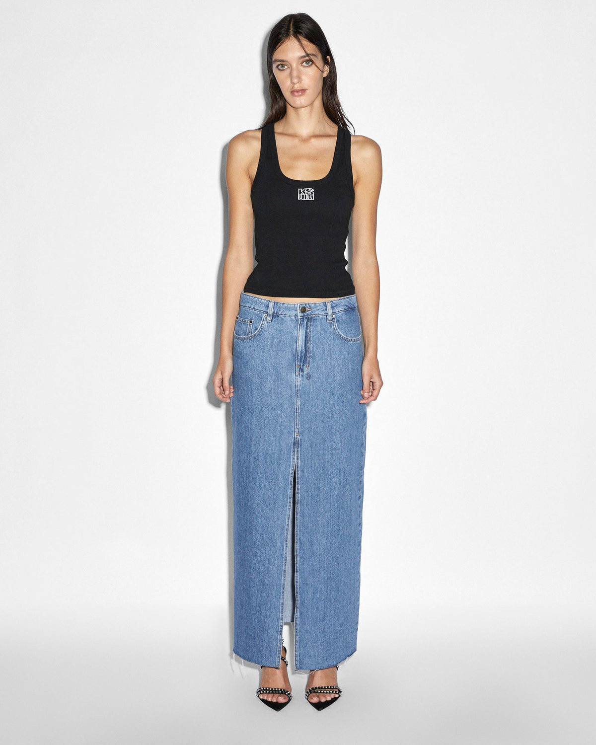 Womens Kara Maxi Skirt Heritage Straight Skirts - Denim