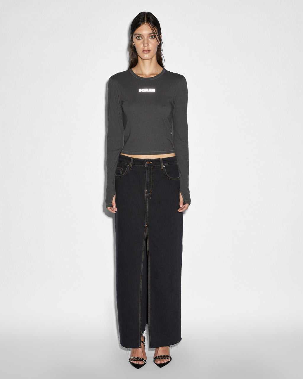 Womens Kara Maxi Skirt Pitch Straight Skirts - Black