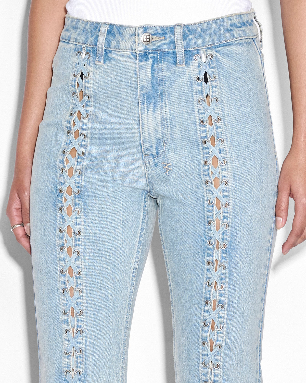 Womens Soho Dove Laced Flare Denim Jeans - Denim