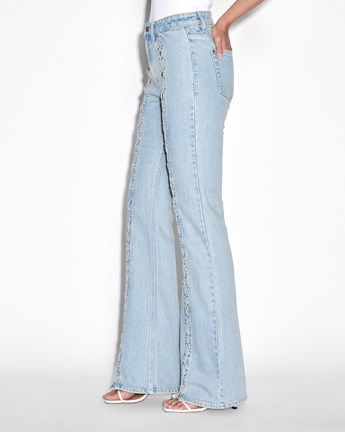 Womens Soho Dove Laced Flare Denim Jeans - Denim