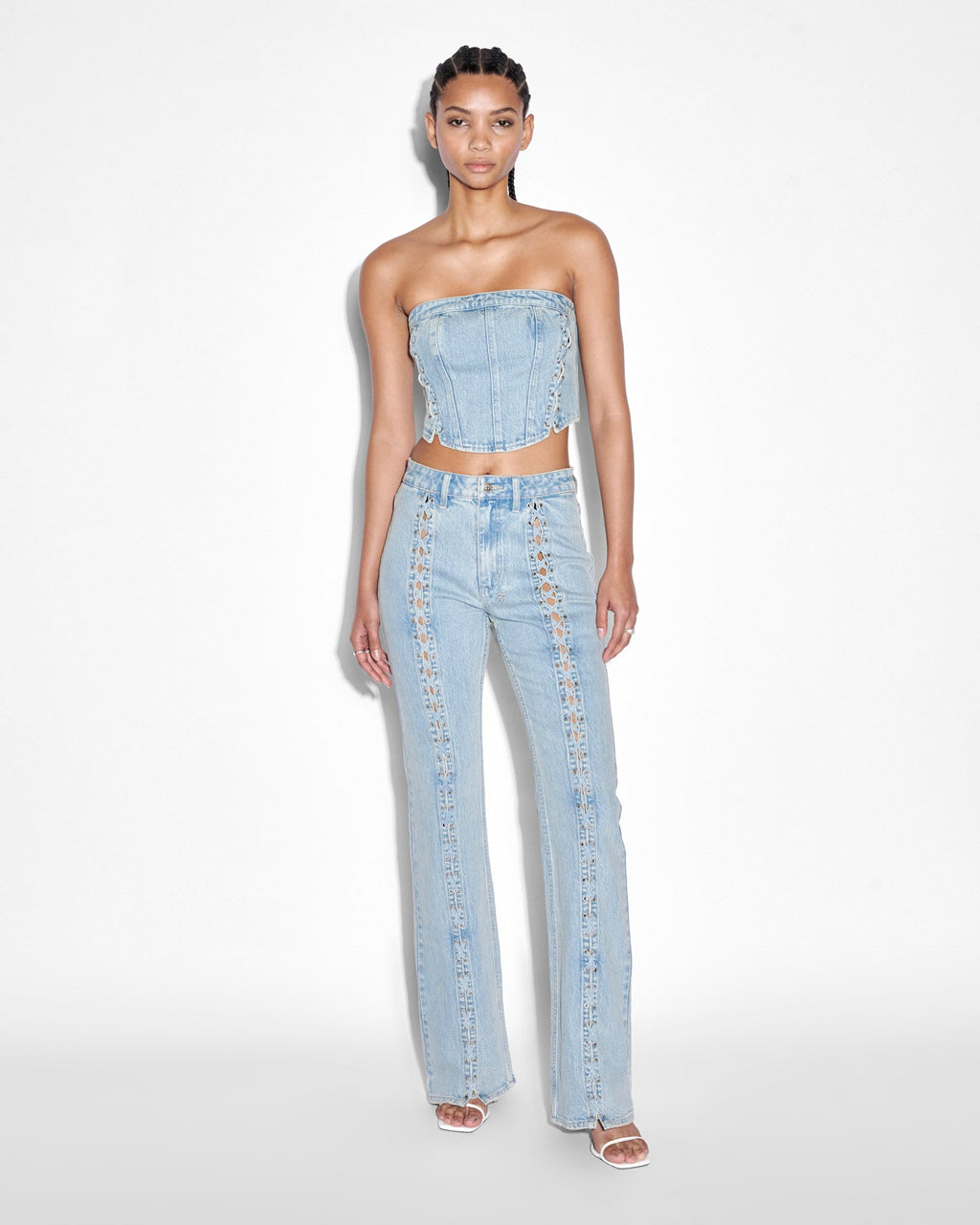 Womens Soho Dove Laced Flare Denim Jeans - Denim
