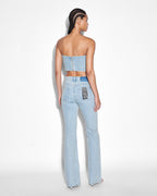Womens Bustier Dove Laced Fitted Fashion Tops - Denim