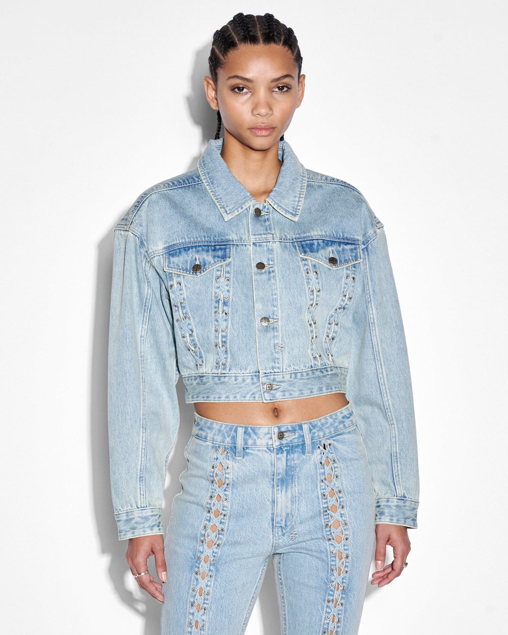 Womens Billie Jacket Dove Laced Oversized Jackets - Denim