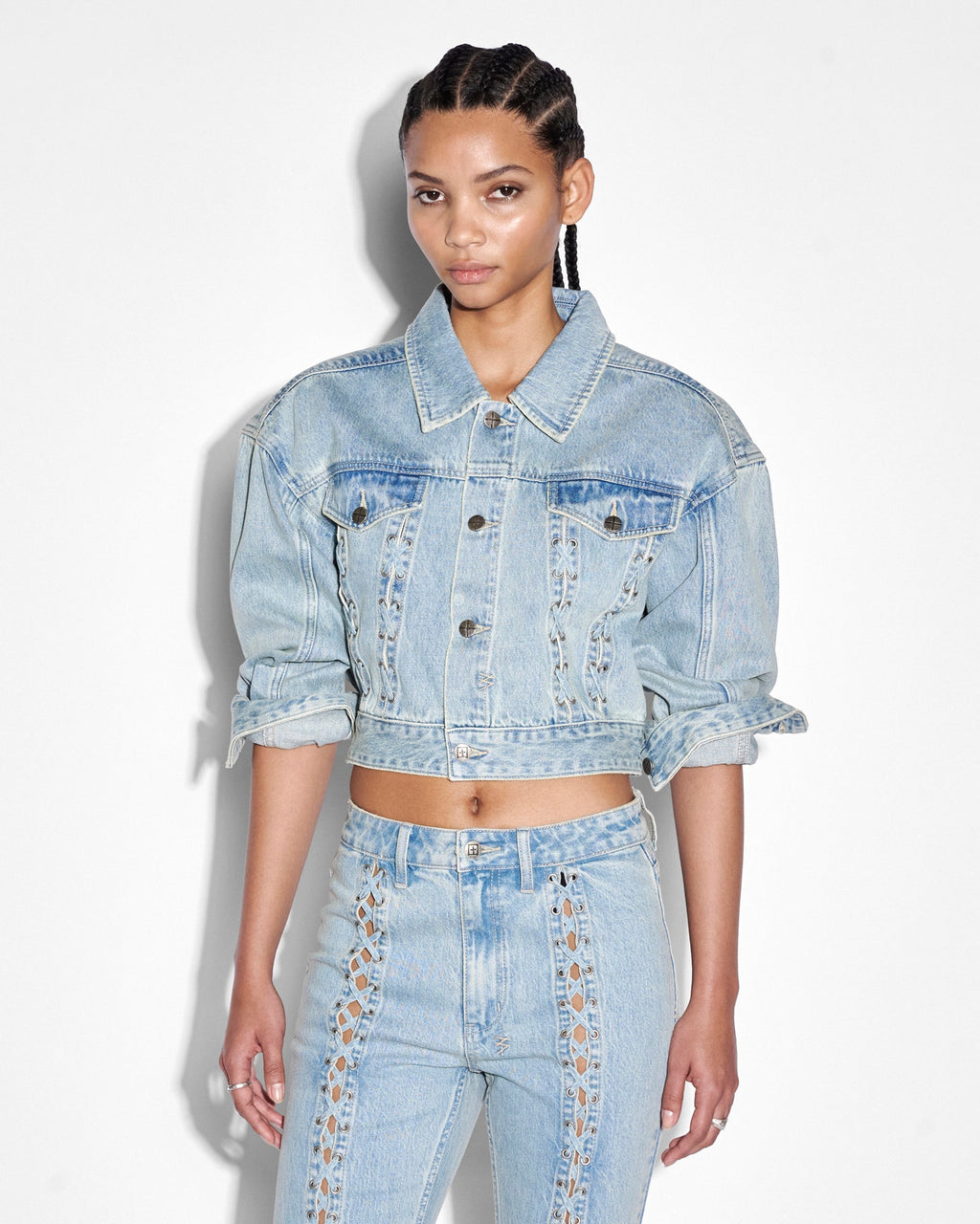 Womens Billie Jacket Dove Laced Oversized Jackets - Denim