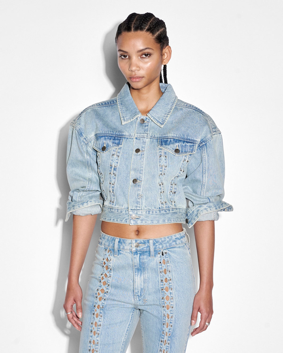 Womens Billie Jacket Dove Laced Oversized Jackets - Denim