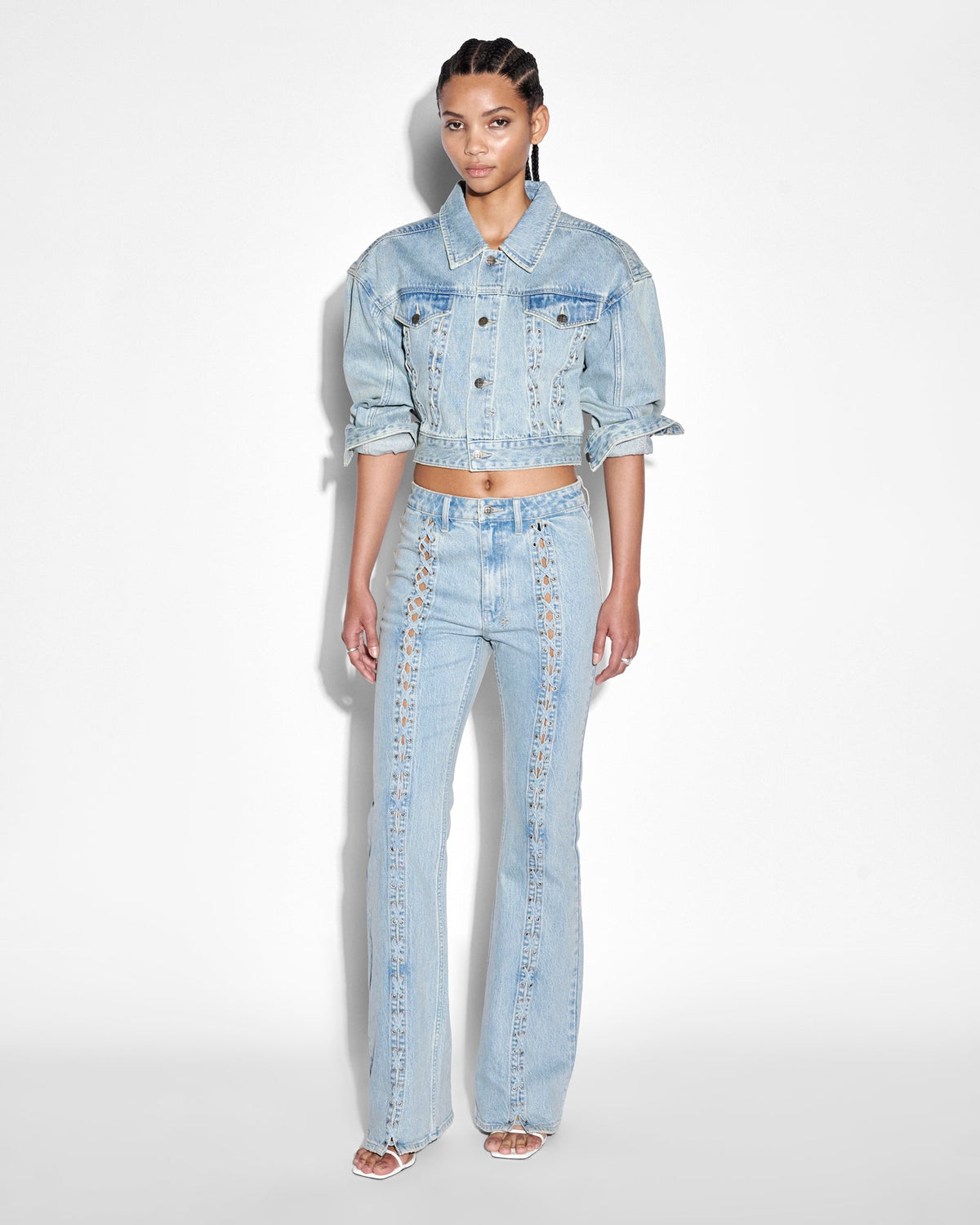 Womens Billie Jacket Dove Laced Oversized Jackets - Denim