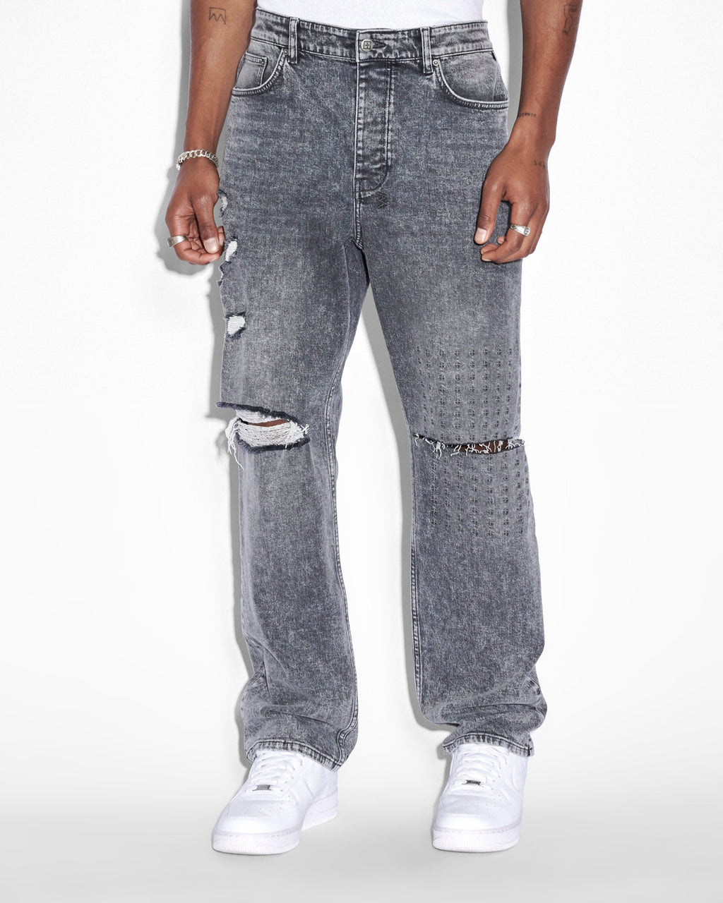 Mens Anti K Krete Relaxed Denim Jeans - Grey
