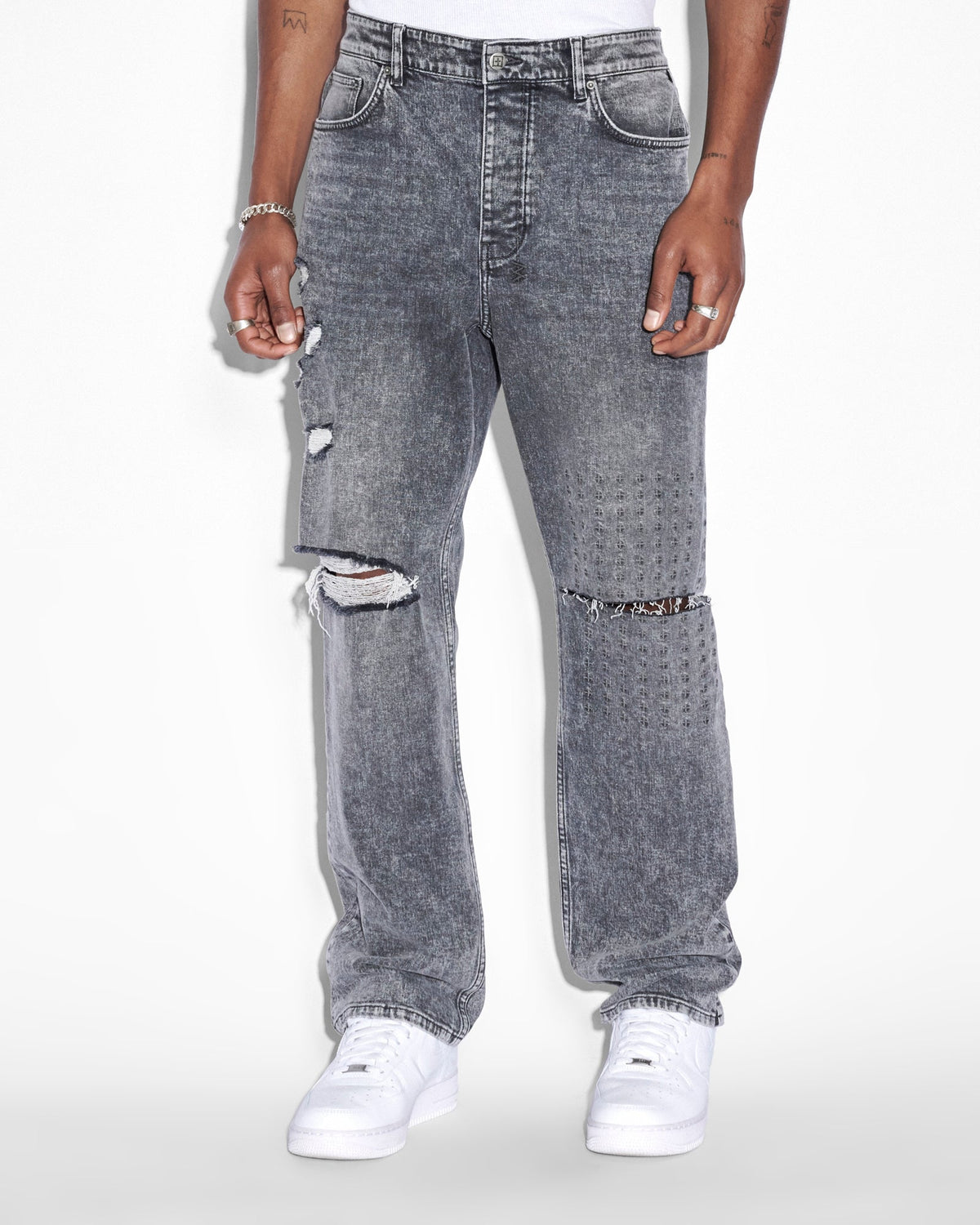 Mens Anti K Krete Relaxed Denim Jeans - Grey