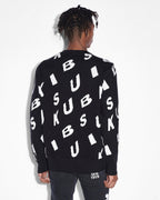 Mens Letters Knit Crew Black Regular Knitwear - Black