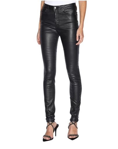 Womens Spray On Xtra Jet Black Wax Skinny Denim Jeans - Black