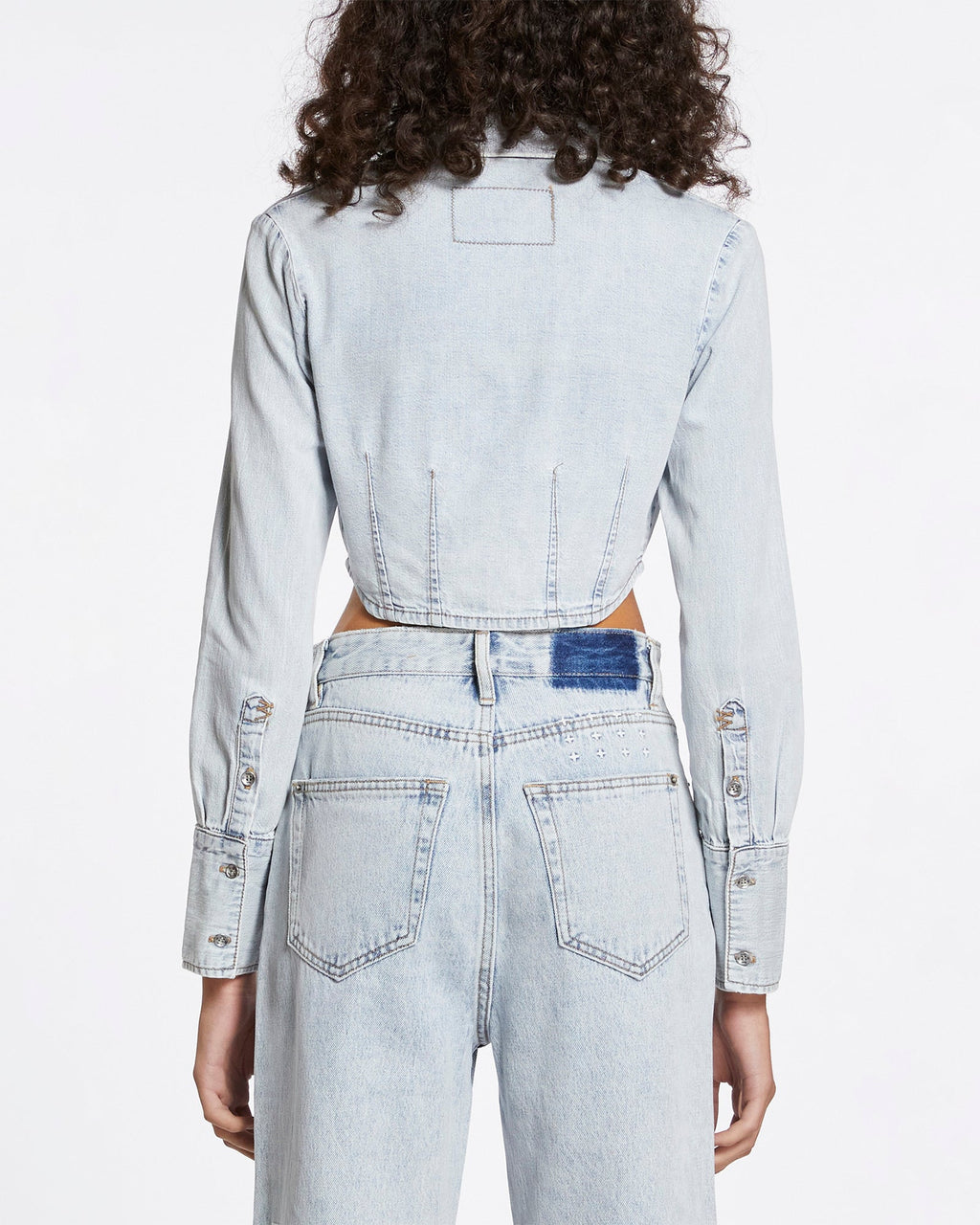 Womens Tucked Crop Shirt Muse Slim Shirts - Denim