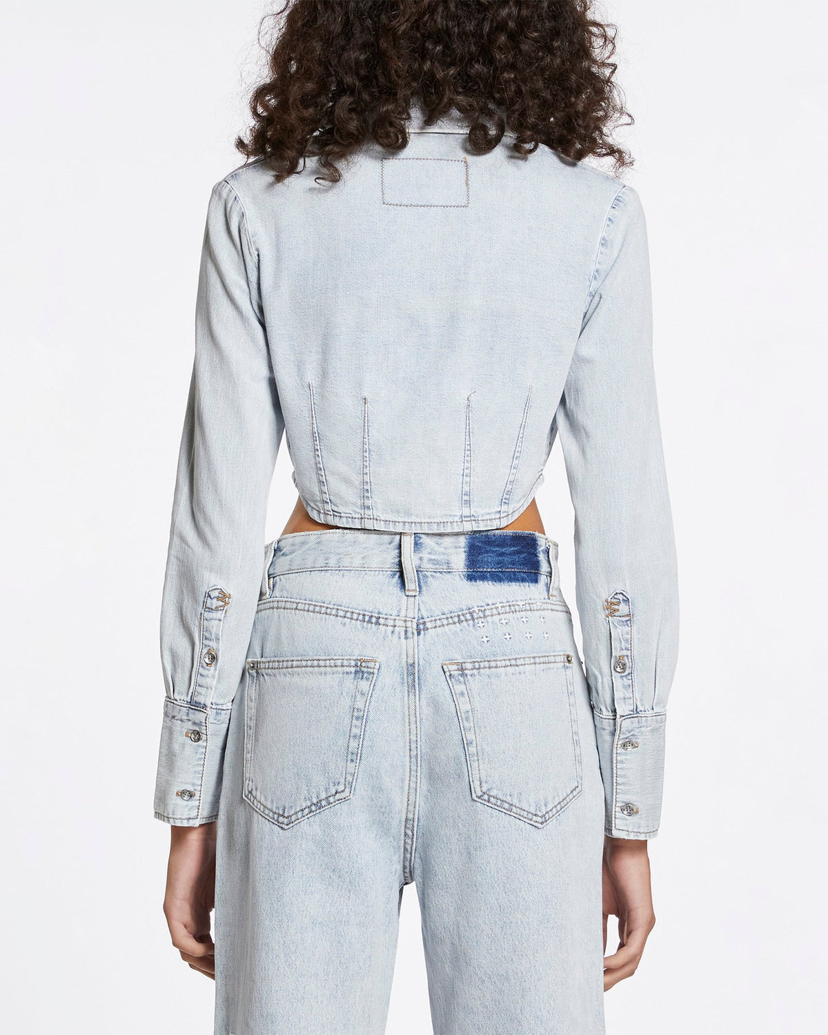 Womens Tucked Crop Shirt Muse Slim Shirts - Denim