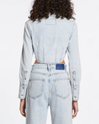 Womens Tucked Crop Shirt Muse Slim Shirts - Denim