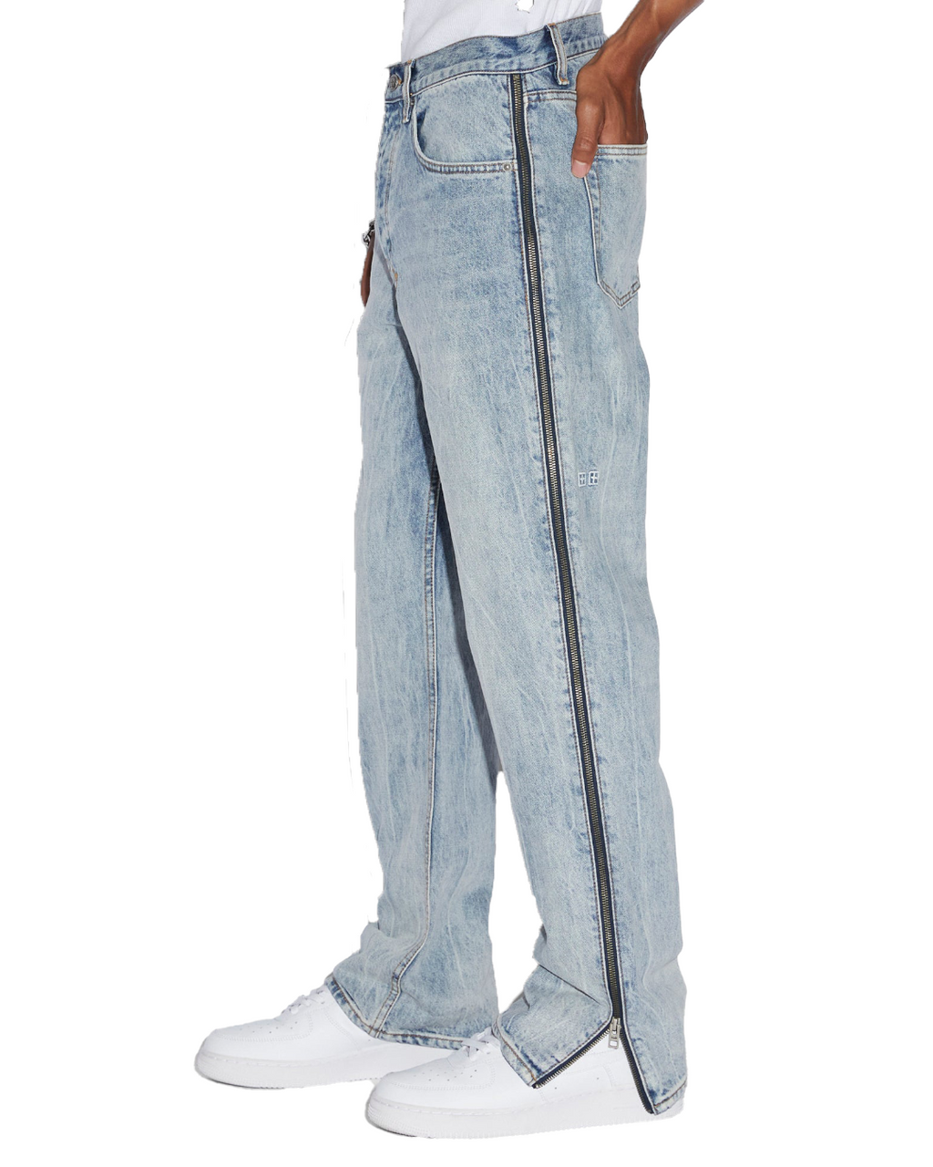 Mens Anti K Zipped Dynamite Relaxed Denim Jeans - Denim