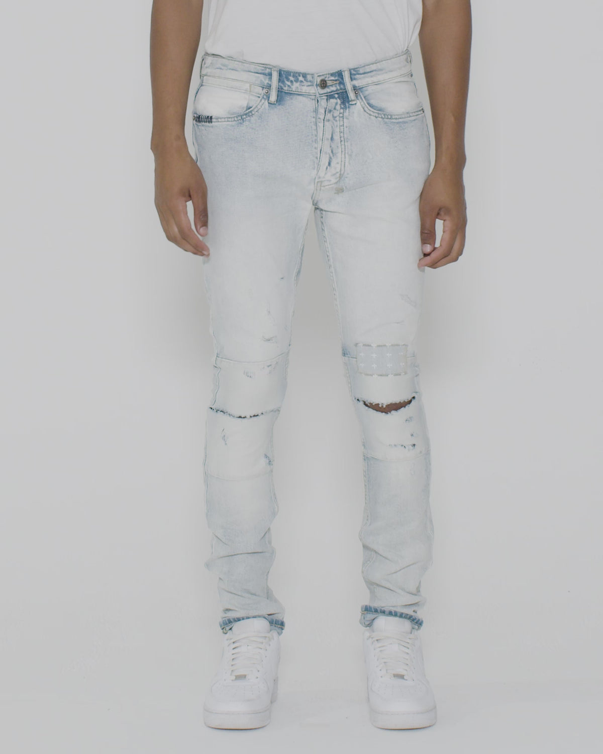 Mens Van Winkle 2 Tone Skinny Denim Jeans - Denim