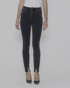 Womens Hi N Wasted Xtra Onyx Panel Skinny Denim Jeans - Black