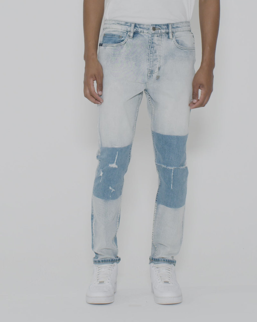 Mens Wolfgang 2 Tone Tapered Denim Jeans - Denim