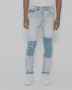 Mens Wolfgang 2 Tone Tapered Denim Jeans - Denim