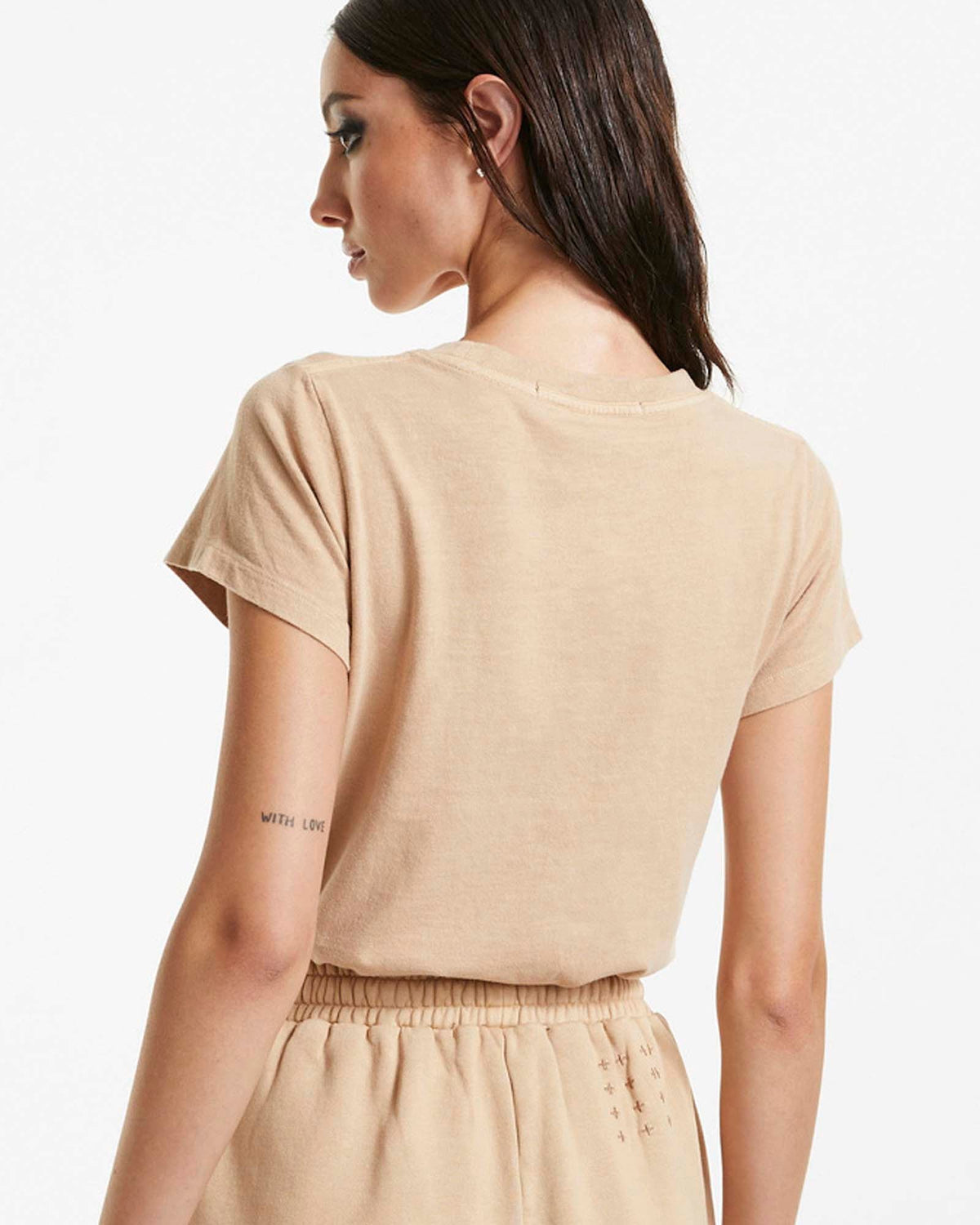 Womens 3 X 4 Mini Ss Tee Latte Fitted Tees - Tan