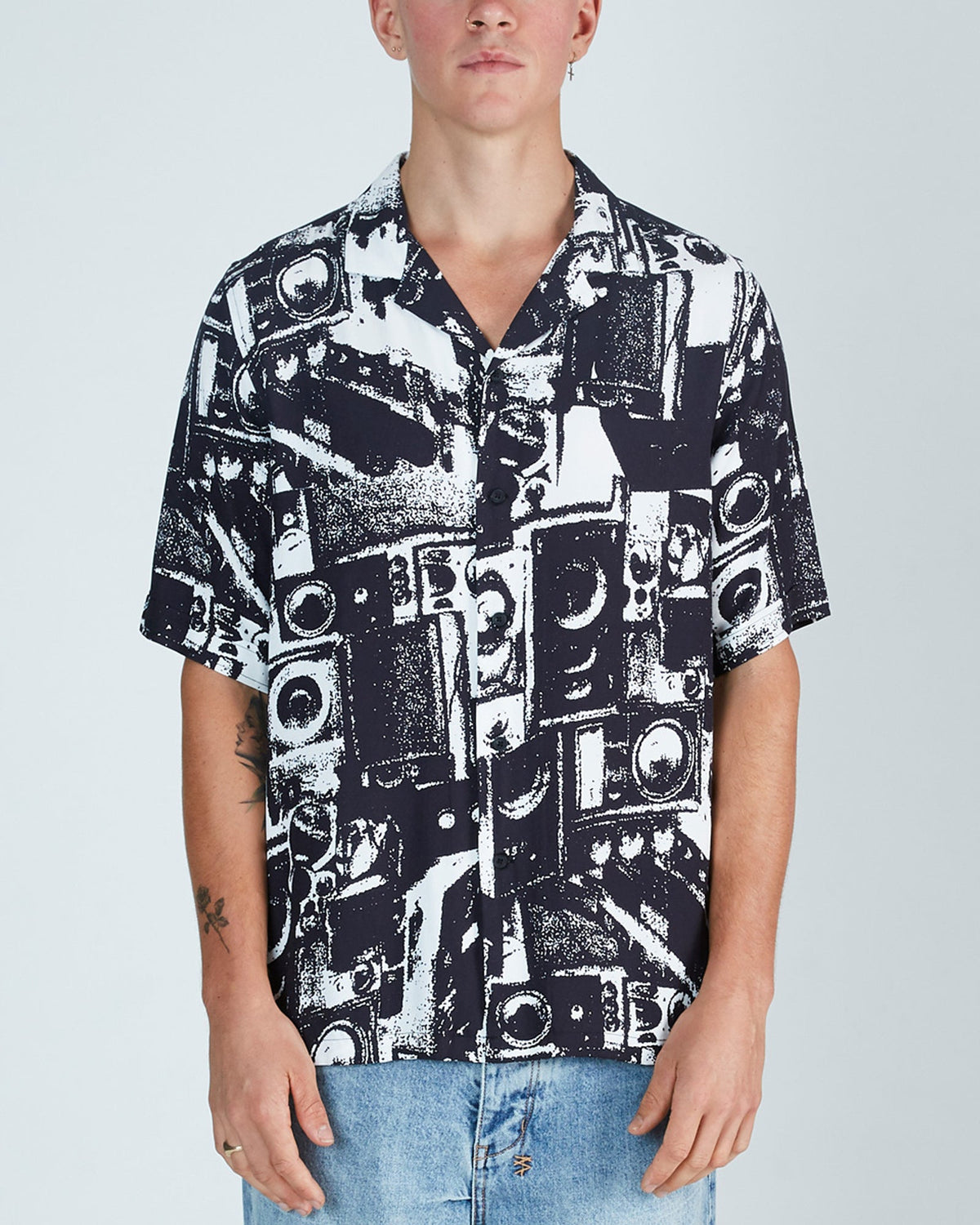 Mens Dub Machine Resort Ss Shirt Regular Shirts - Black
