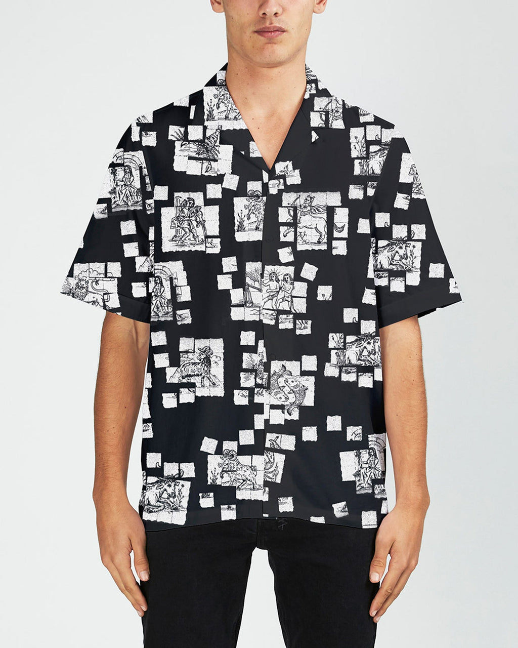Mens Zodiac Acid Resort Ss Shirt Regular Shirts - Multi Colour
